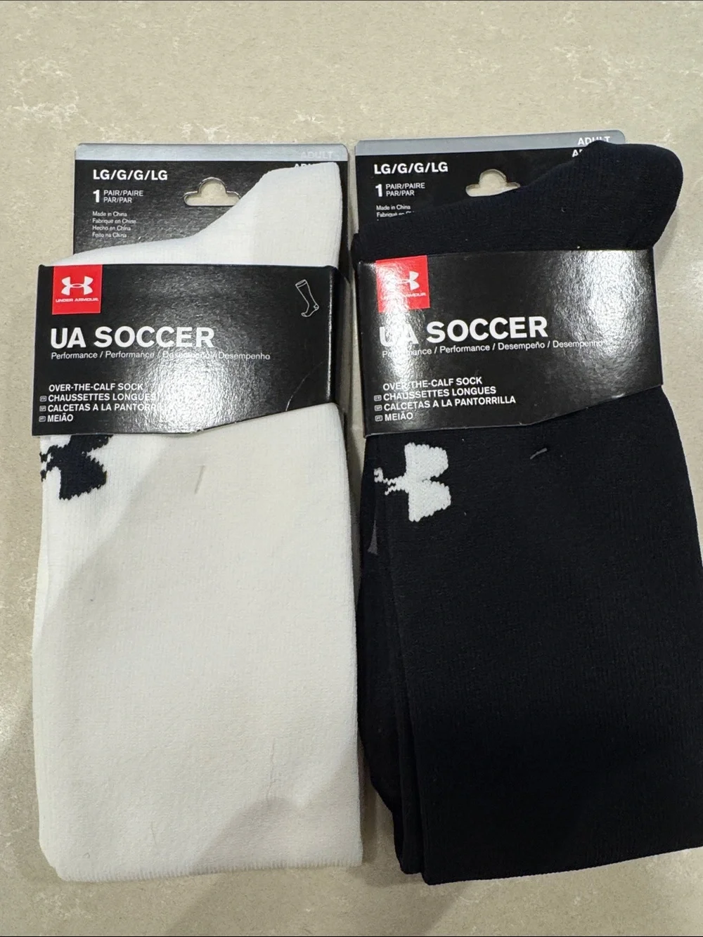Under Armour UA Soccer Over-the-Calf Soccer Socks - Black & White (Pair)